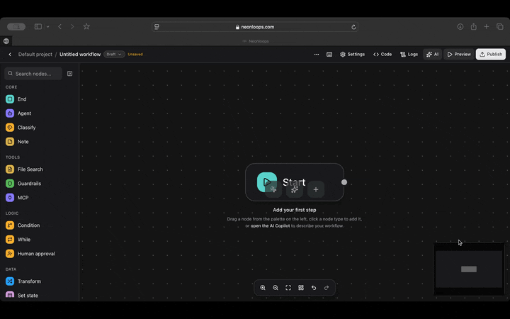Drag and drop workflow builder demo